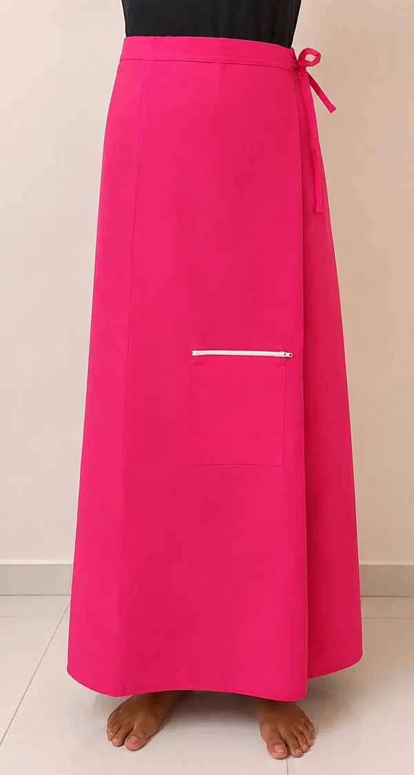 Pink_Cotton_Wrap_Skirt_With_Zip_Pocket_For_Women