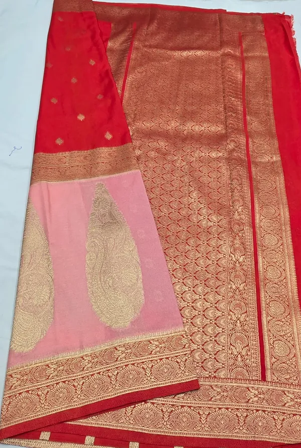 Hot_Red__with_Peach_Banarasi_borcked_Khadi_Georget__Saree_with_rain_drop_weave