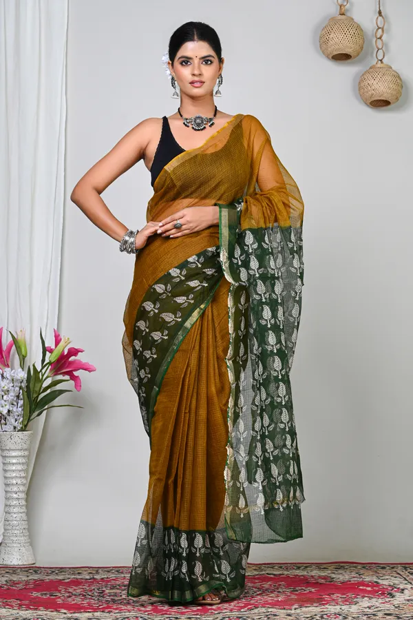 Mustard_Kota_Doriya_Embroidered_Border_Saree_For_Women