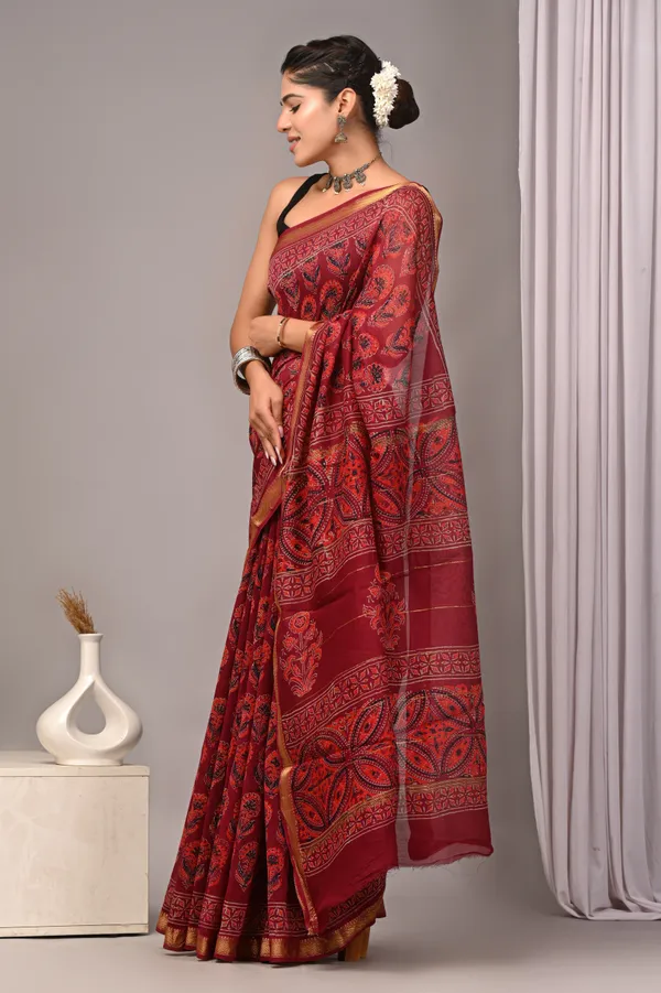 Red_Maheshwari_Silk_Printed_Woven_Border_Saree_For_Women