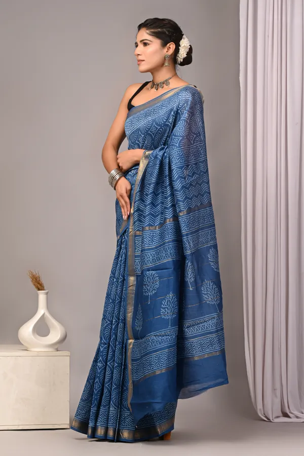 Blue_Maheshwari_Silk_Hand_Block_Geometric_Print_Saree_For_Women