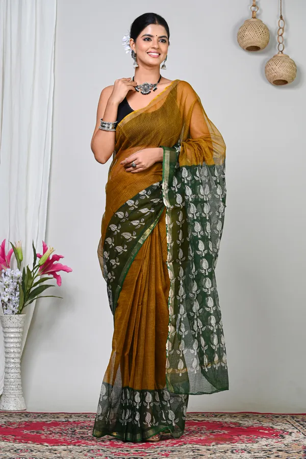 Mustard_Kota_Doriya_Embroidered_Border_Saree_For_Women