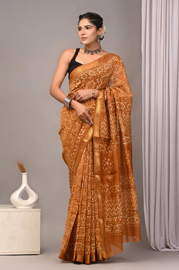 Golden_Brown_Maheshwari_Silk_Printed_Saree_For_Women