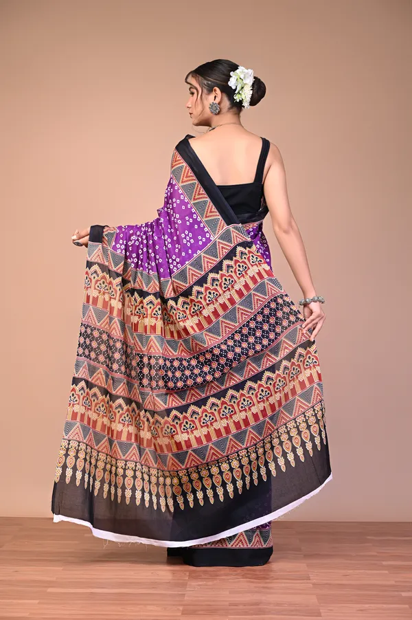 Purple_Cotton_Mulmul_Bandhani_Printed_Saree_For_Women