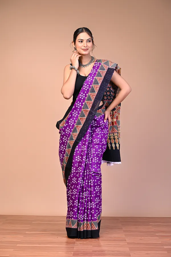 Purple_Cotton_Mulmul_Bandhani_Printed_Saree_For_Women