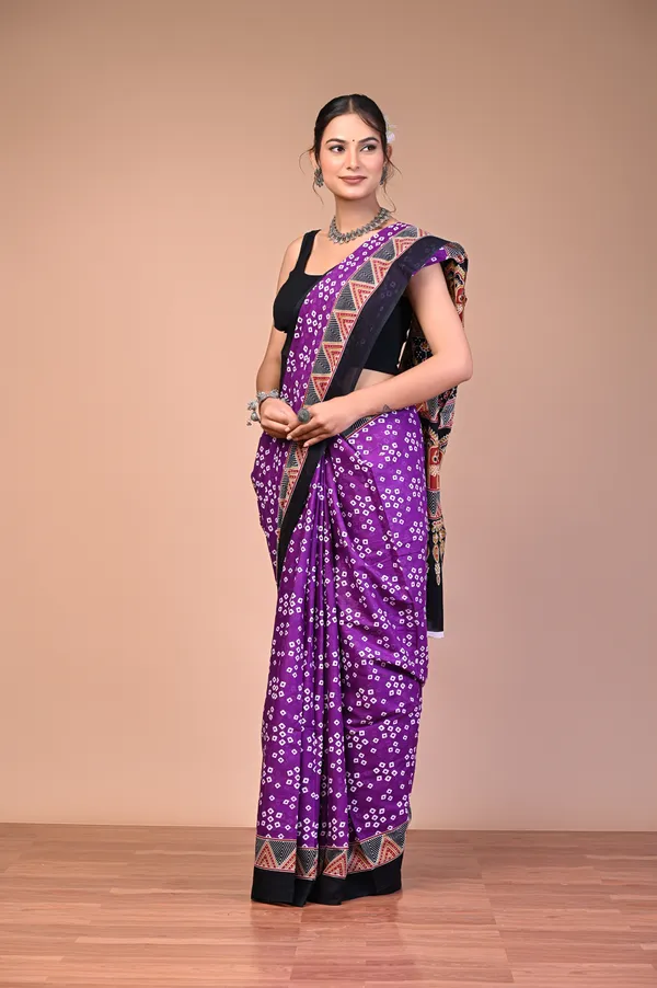 Purple_Cotton_Mulmul_Bandhani_Printed_Saree_For_Women