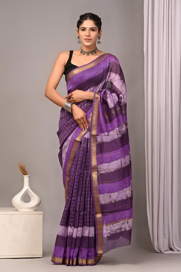 Purple_Maheshwari_Silk_Gold_Zari_Border_Handloom_Saree_For_Women