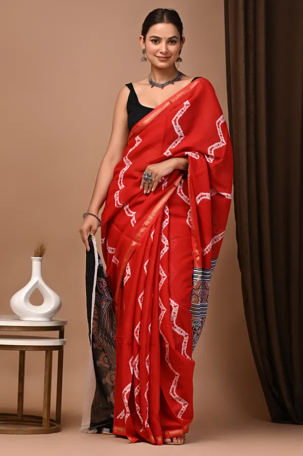 Red_Zari_Cotton_Handloom_Chanderi_Silk_Saree_For_Women
