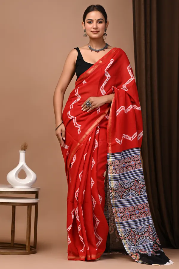 Red_Zari_Cotton_Handloom_Chanderi_Silk_Saree_For_Women