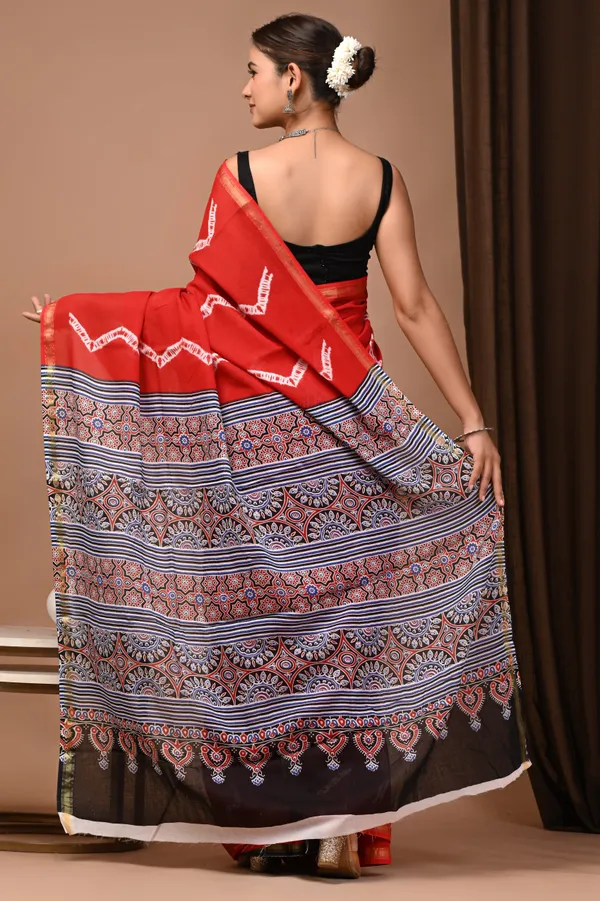 Red_Zari_Cotton_Handloom_Chanderi_Silk_Saree_For_Women