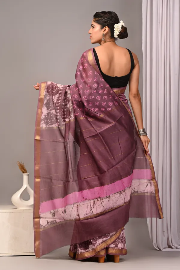 Purple_Maheshwari_Silk_Batik_Print_Saree_For_Women