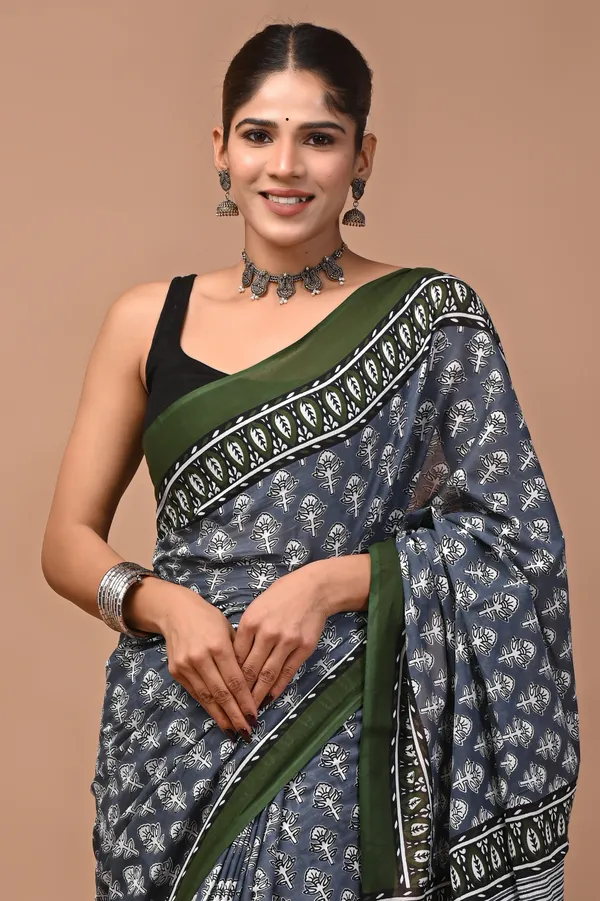 Grey_Cotton_Mulmul_Hand_Block_Printed_Saree_For_Women
