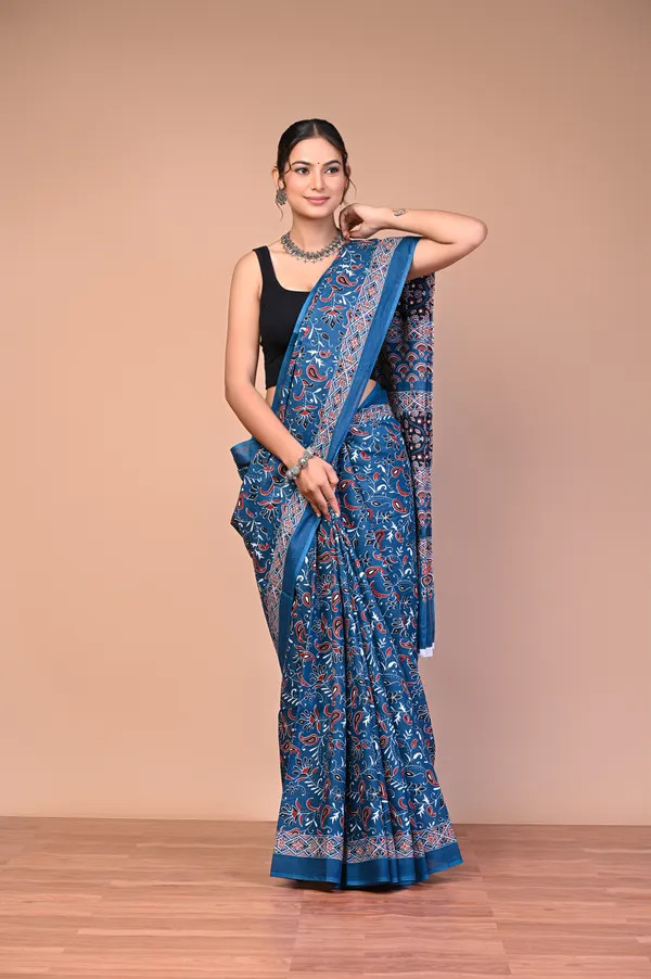 Blue_Cotton_Mulmul_Ajrakh_Print_Saree_For_Women