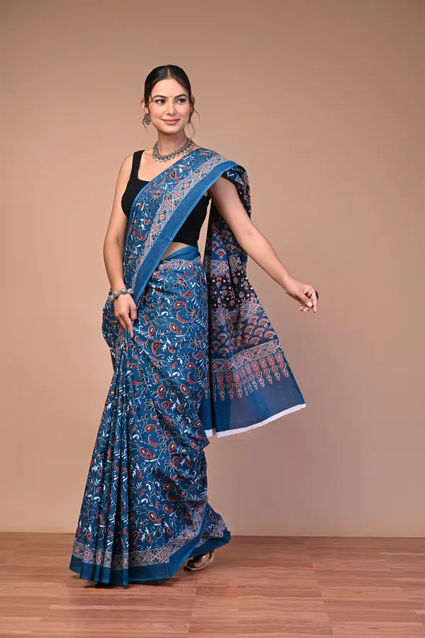 Blue_Cotton_Mulmul_Ajrakh_Print_Saree_For_Women