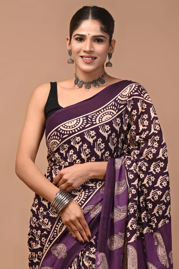 Purple_Cotton_Mulmul_Paisley_Printed_Saree_For_Women