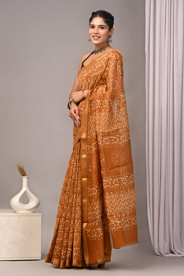 Golden_Brown_Maheshwari_Silk_Printed_Saree_For_Women
