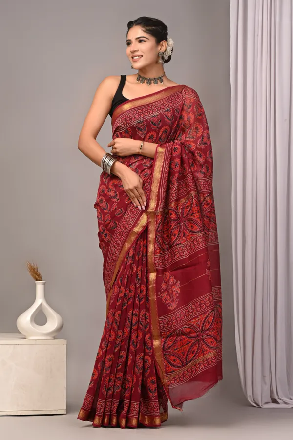 Red_Maheshwari_Silk_Printed_Woven_Border_Saree_For_Women