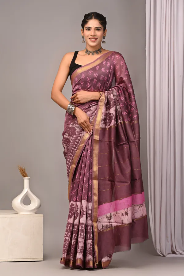 Purple_Maheshwari_Silk_Batik_Print_Saree_For_Women