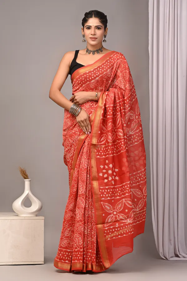 Red_Maheshwari_Silk_Bandhani_Print_Saree_For_Women