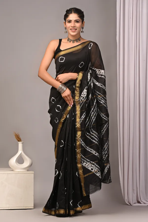 Black_Maheshwari_Silk_Embroidered_Saree_With_Golden_Border_For_Women