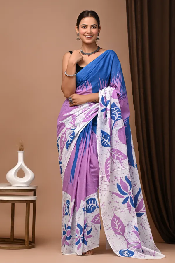 Blue_And_Pink_Cotton_Mulmul_Ombre_Floral_Printed_Saree_For_Women