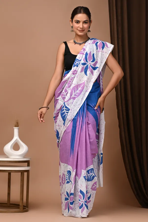 Blue_And_Pink_Cotton_Mulmul_Ombre_Floral_Printed_Saree_For_Women