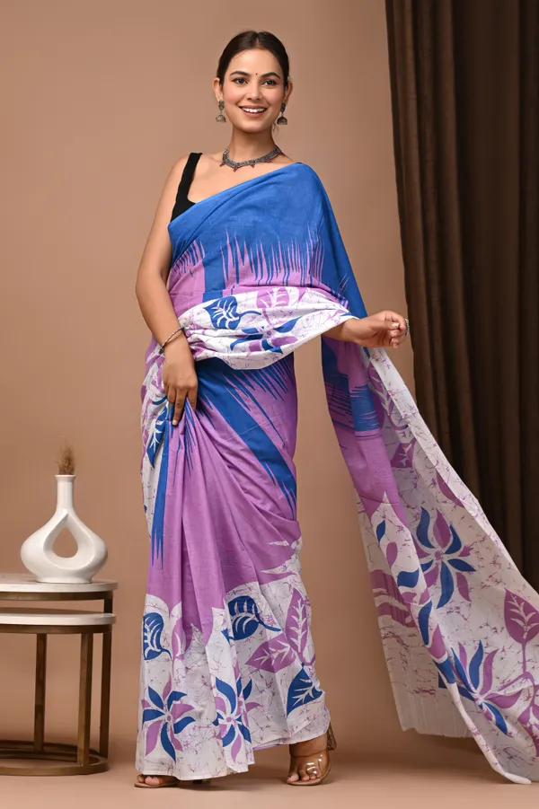 Blue_And_Pink_Cotton_Mulmul_Ombre_Floral_Printed_Saree_For_Women