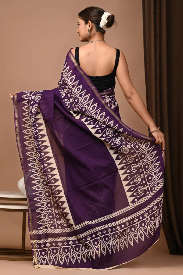 Purple_Zari_Cotton_Batik_Print_Saree_For_Women