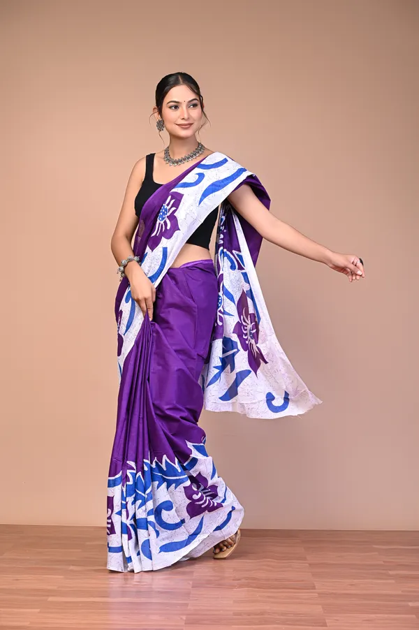 Purple_Cotton_Mulmul_Floral_Applique_Saree_For_Women