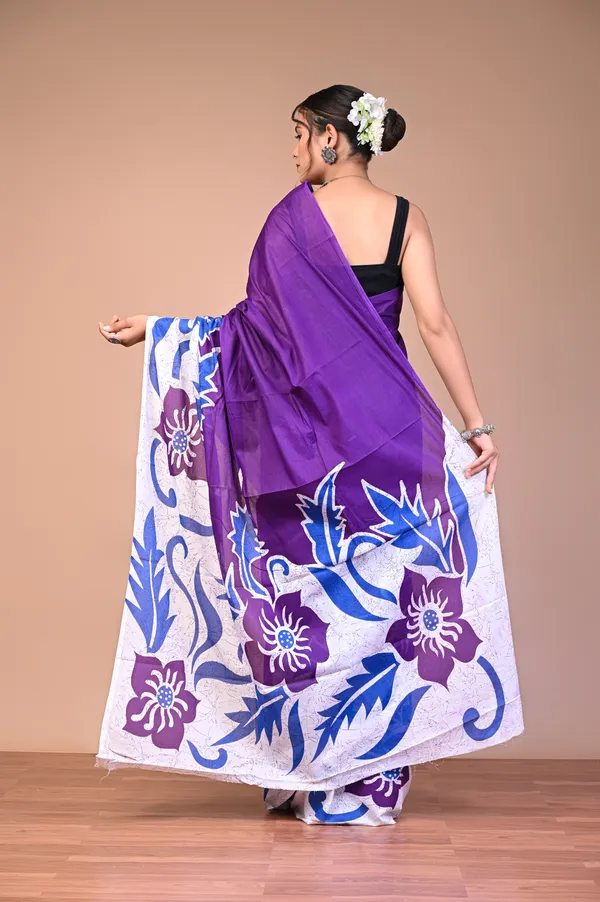 Purple_Cotton_Mulmul_Floral_Applique_Saree_For_Women