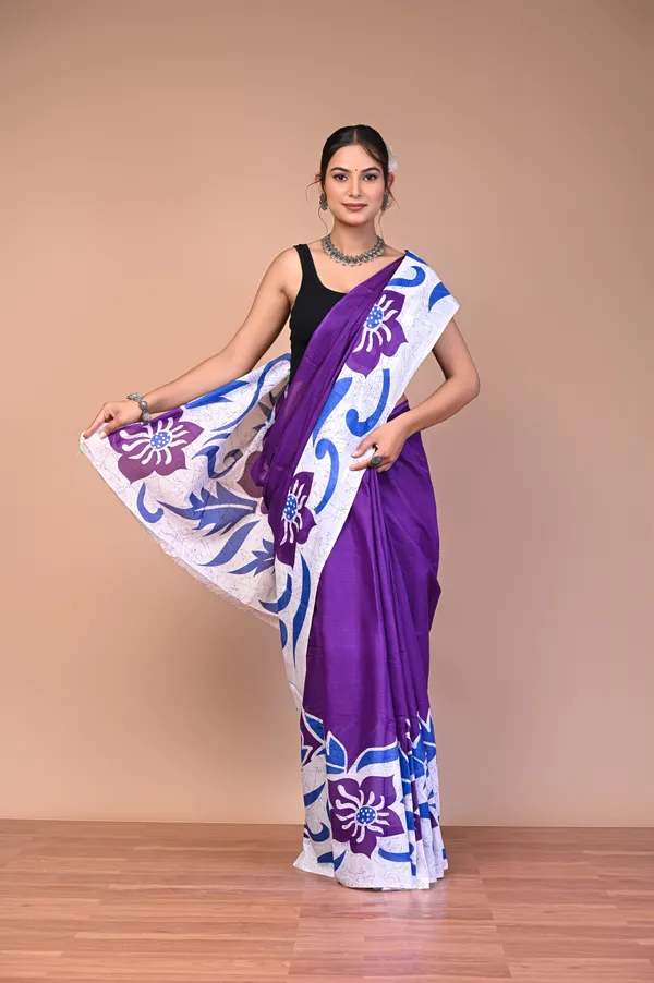 Purple_Cotton_Mulmul_Floral_Applique_Saree_For_Women