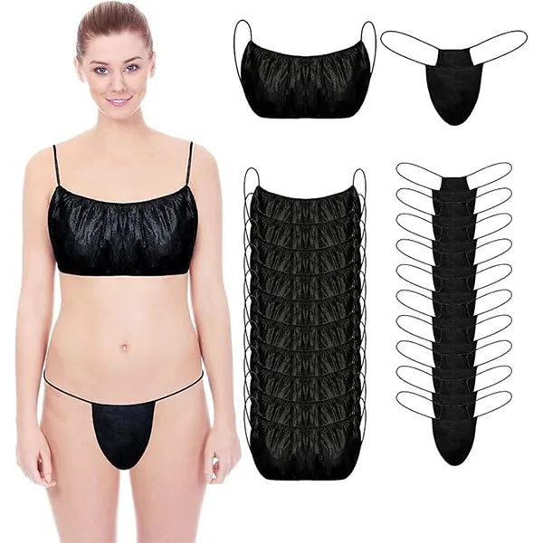 Mankolo_Non_Woven_Disposable_Bra_Panties_For_Spa_Black