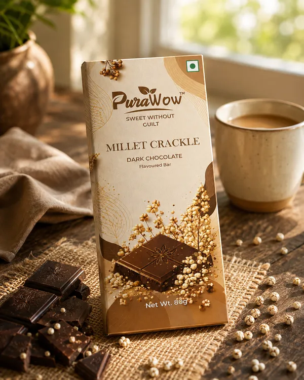 PuraWow_Millet_Crackle_Dark_Chocolate_Bar_|_Sugar_Free_|_Crunchy_Puffed_Millet_|_Guilt-Free_Chocolate_|_80g