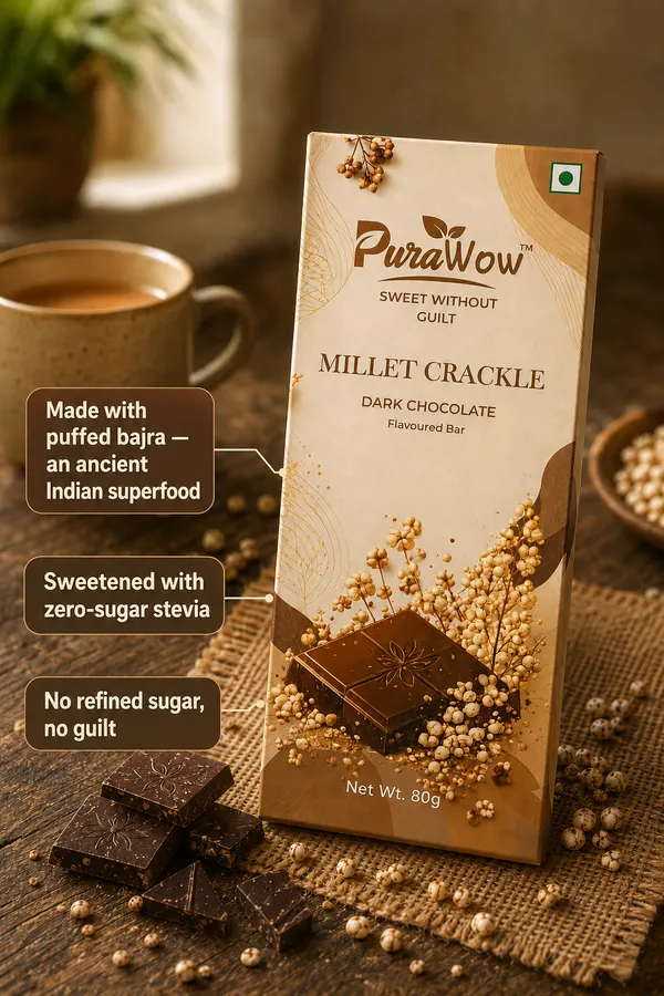 PuraWow_Millet_Crackle_Dark_Chocolate_Bar_|_Sugar_Free_|_Crunchy_Puffed_Millet_|_Guilt-Free_Chocolate_|_80g