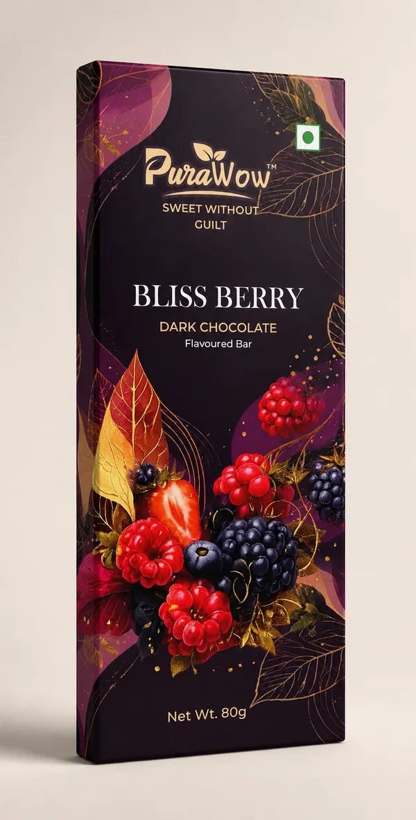 PuraWow_Bliss_Berry_Dark_Chocolate_Flavoured_Bar_|_Real_Cranberry_Blueberry_Black_Currant_|_No_Added_Sugar_|_Diabetic_Friendly_|_80g