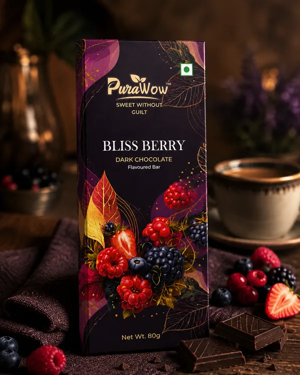 PuraWow_Bliss_Berry_Dark_Chocolate_Flavoured_Bar_|_Real_Cranberry_Blueberry_Black_Currant_|_No_Added_Sugar_|_Diabetic_Friendly_|_80g