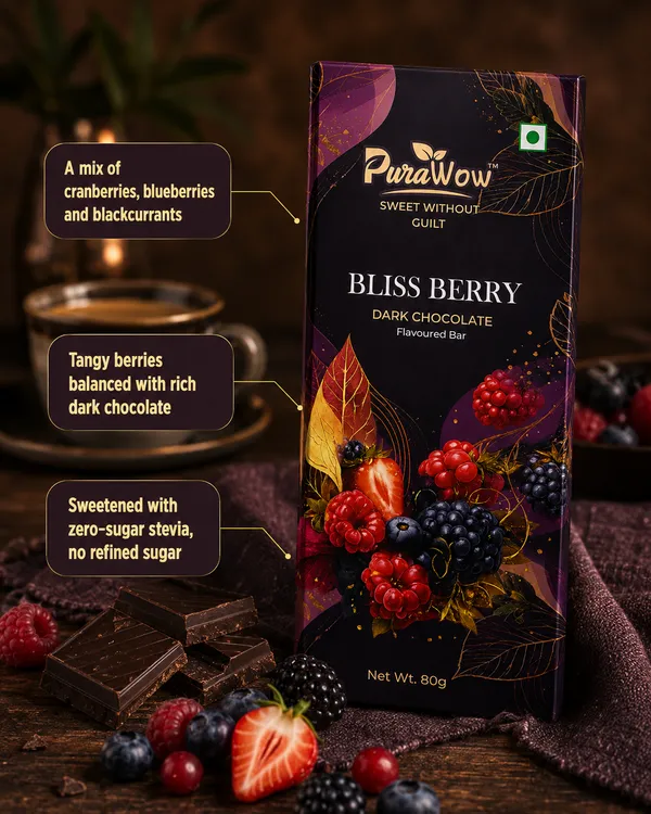 PuraWow_Bliss_Berry_Dark_Chocolate_Flavoured_Bar_|_Real_Cranberry_Blueberry_Black_Currant_|_No_Added_Sugar_|_Diabetic_Friendly_|_80g