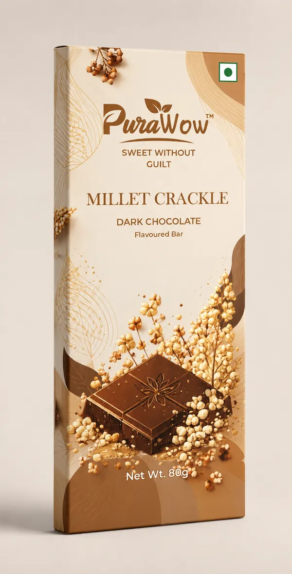 PuraWow_Millet_Crackle_Dark_Chocolate_Bar_|_Sugar_Free_|_Crunchy_Puffed_Millet_|_Guilt-Free_Chocolate_|_80g