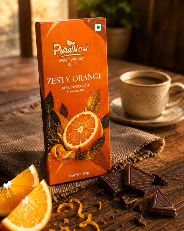 PuraWow_Zesty_Orange_Dark_Chocolate_Flavoured_Bar_|_Orange_Zest_&_Natural_Flavours_|_No_Added_Sugar_|_Diabetic_Friendly_|_80g