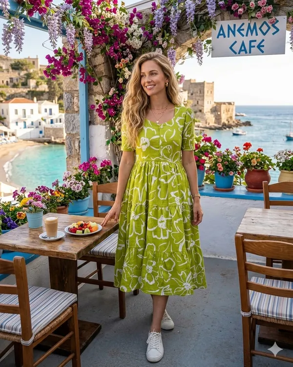 Lime_Green_Cotton_Floral_Print_Midi_Dress_For_Women
