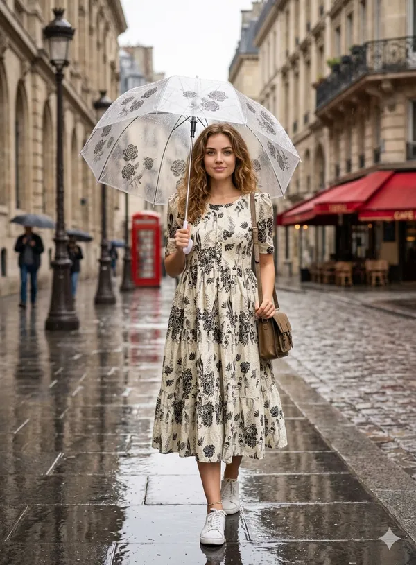 White_Cotton_Floral_Print_Midi_Dress_For_Women