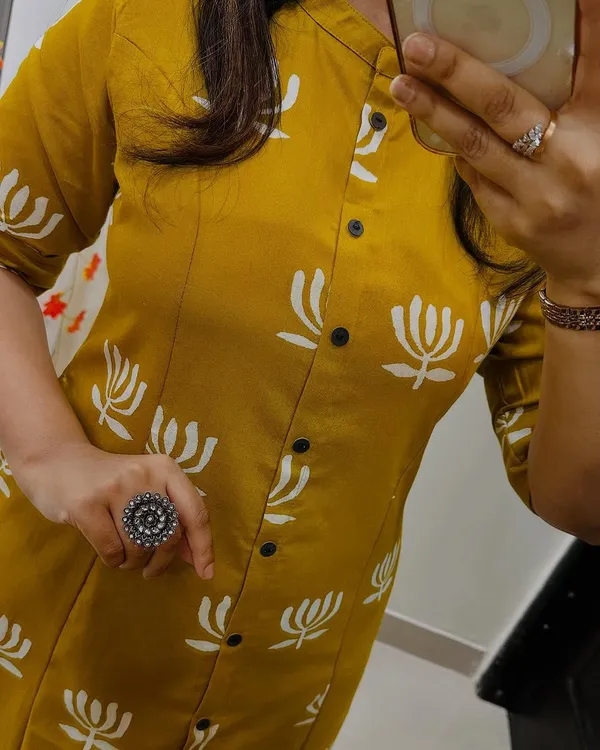 Mustard_Yellow_Cotton_Floral_Print_Kurta_Palazzo_Set_For_Women