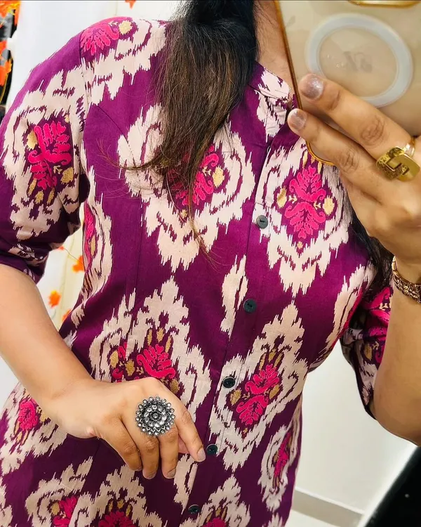 Purple_Cotton_Ikat_Print_A-Line_Kurta_Pant_Set_For_Women