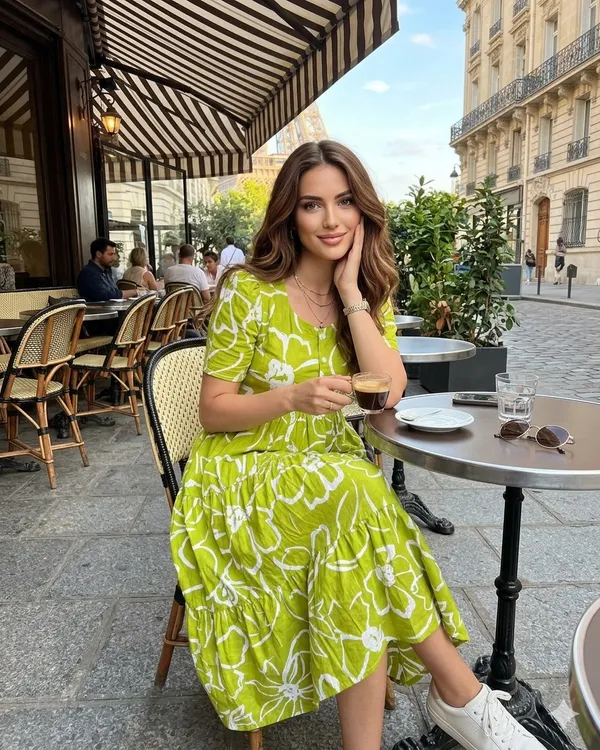 Lime_Green_Cotton_Floral_Print_Midi_Dress_For_Women