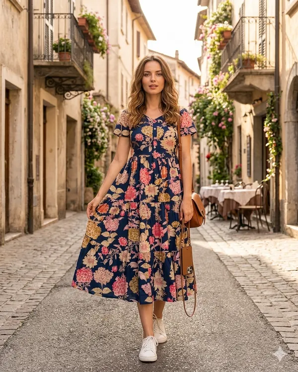 Navy_Blue_Cotton_Floral_Print_Midi_Dress_For_Women