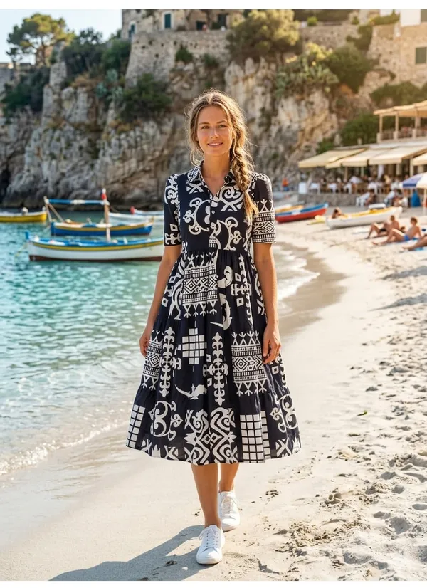 Black_Cotton_Geometric_Print_Midi_Dress_For_Women