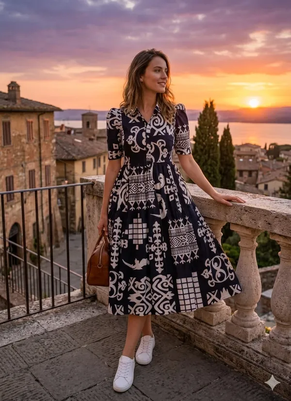 Black_Cotton_Geometric_Print_Midi_Dress_For_Women