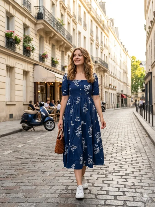 Navy_Blue_Cotton_Floral_Print_Midi_Dress_For_Women