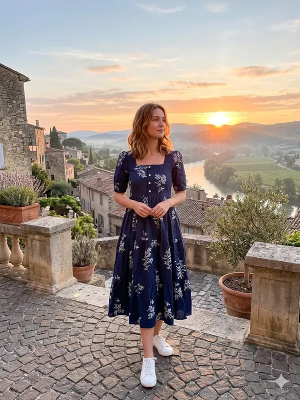 Navy_Blue_Cotton_Floral_Print_Midi_Dress_For_Women