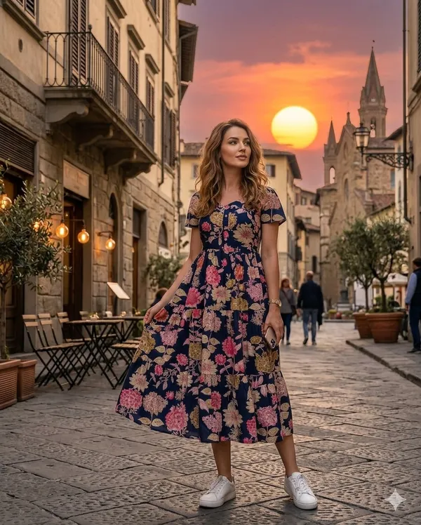Navy_Blue_Cotton_Floral_Print_Midi_Dress_For_Women
